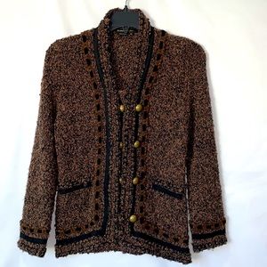 BCBG MAXAZRIA Wool Buttoned Blazer Jacket Brown Black  XSmall